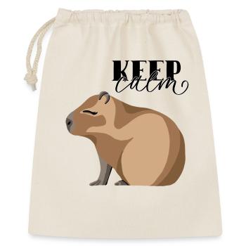 Keep Calm Capybara - Geschenkbeutel aus Baumwolle (40 x 50 cm) - Natur - Vorne