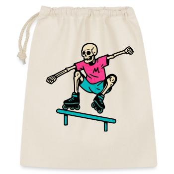 Neon Skelett grindet auf Inline-Skates - Geschenkbeutel aus Baumwolle (40 x 50 cm) - Natur - Vorne