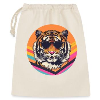 Retro Sonnenbrillen Tiger Illustration - Geschenkbeutel aus Baumwolle (40 x 50 cm) - Natur - Vorne