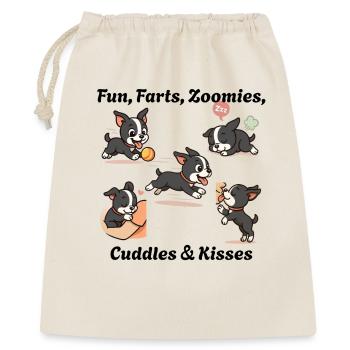 Boston - Plaisir, pets, zoomies, câlins et bisous - Sac cadeau 40 x 50 cm - nature - Devant
