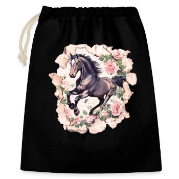 Pferd Vintage - Geschenkbeutel aus Baumwolle (40 x 50 cm) - Schwarz - Vorne