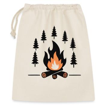 Gemütliches Lagerfeuer Wald - Geschenkbeutel aus Baumwolle (40 x 50 cm) - Natur - Vorne