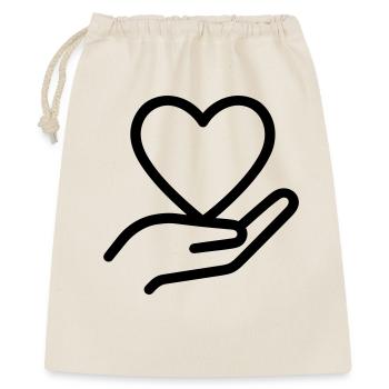 Hand Herz - Geschenkbeutel aus Baumwolle (40 x 50 cm) - Natur - Vorne
