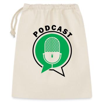 Podcast Mikrofon Sprechblasen - Geschenkbeutel aus Baumwolle (40 x 50 cm) - Natur - Vorne