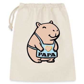Capybara Papa Wasserschweine - Geschenkbeutel aus Baumwolle (40 x 50 cm) - Natur - Vorne