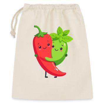 Kuschelige Chilli Minze Freunde - Geschenkbeutel aus Baumwolle (40 x 50 cm) - Natur - Vorne