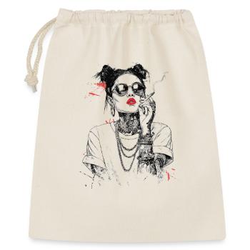 Girl Noir Queen mit roten Lippen - Geschenkbeutel aus Baumwolle (40 x 50 cm) - Natur - Vorne