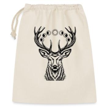 Hirsch Mondphasen Rothirsch Geweih Waldbewohner - Geschenkbeutel aus Baumwolle (40 x 50 cm) - Natur - Vorne