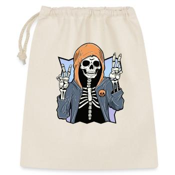 Skeleton with Hoodie - Geschenkbeutel aus Baumwolle (40 x 50 cm) - Natur - Vorne