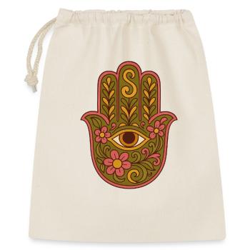Hamsa Eye Floral Boho Kunstwerk - Geschenkbeutel aus Baumwolle (40 x 50 cm) - Natur - Vorne