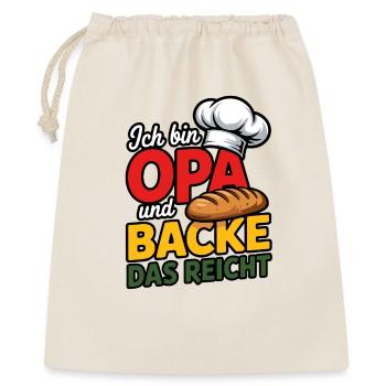 Ich bin OPA und BACKE DAS REICHT - Geschenkbeutel aus Baumwolle (40 x 50 cm) - Natur - Vorne