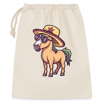 Pferd Lustig Sombrero - Geschenkbeutel aus Baumwolle (40 x 50 cm) - Natur - Vorne