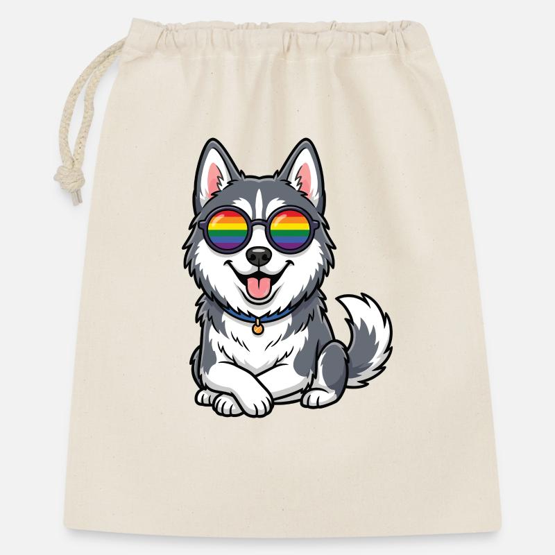 LGBT-Pride-Monat – Süßer Husky - Geschenkbeutel aus Baumwolle (40 x 50 cm) - Natur