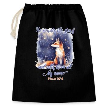Fuchs Bibelvers Christlich - Geschenkbeutel aus Baumwolle (40 x 50 cm) - Schwarz - Vorne