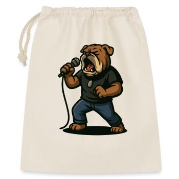 Rocksängerin Bulldogge mit Mikrofonkunst - Geschenkbeutel aus Baumwolle (40 x 50 cm) - Natur - Vorne