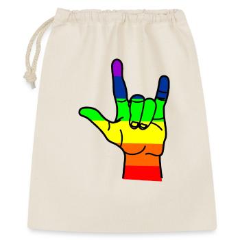 Regenbogen Hand Respekt - Geschenkbeutel aus Baumwolle (40 x 50 cm) - Natur - Vorne