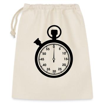 Stoppuhr-Minute - Geschenkbeutel aus Baumwolle (40 x 50 cm) - Natur - Vorne