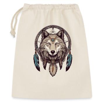 Traumfänger mit Wolf - Geschenkbeutel aus Baumwolle (40 x 50 cm) - Natur - Vorne