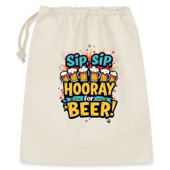 SCHLÜRFEN, SCHLÜRFEN, HURRA FÜR BIER! - Geschenkbeutel aus Baumwolle (40 x 50 cm) - Natur - Vorne