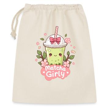 Matcha Latte glacé kawaii aux fleurs de cerisier - Sac cadeau 40 x 50 cm - nature - Devant