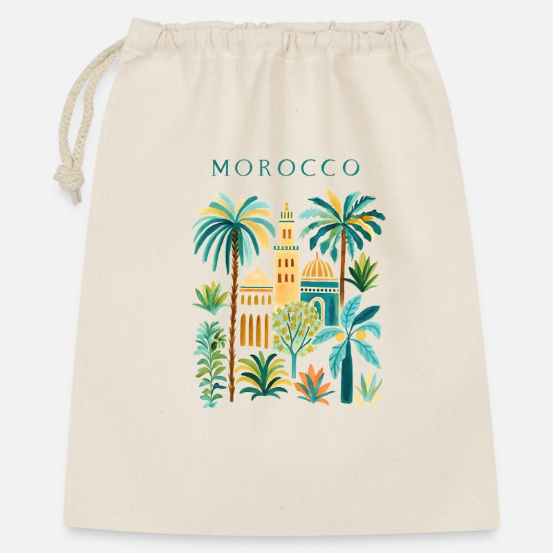 Morocco Palm Trees Architecture Watercolor - Gift Bag 40 x 50 cm - nature