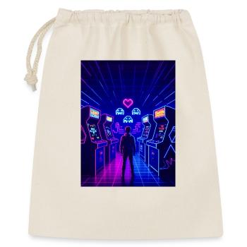 Insert Coin Arcade Love – Retro-80er-Jahre-Gaming - Geschenkbeutel aus Baumwolle (40 x 50 cm) - Natur - Vorne