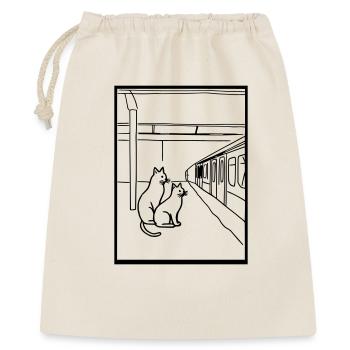 Cats Train Station Waiting Line Art - Gift Bag 40 x 50 cm - nature - Front