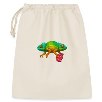 Regenbogen Chamäleon Lolli - Geschenkbeutel aus Baumwolle (40 x 50 cm) - Natur - Vorne