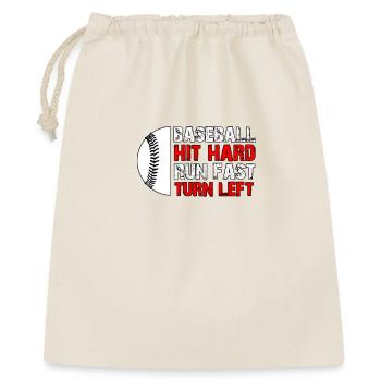 Baseball-Hektik Hit Hard Run Fast - Geschenkbeutel aus Baumwolle (40 x 50 cm) - Natur - Vorne