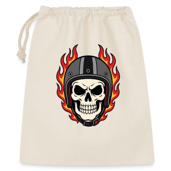 Flammender Totenkopf mit Motorradhelm - Geschenkbeutel aus Baumwolle (40 x 50 cm) - Natur - Vorne