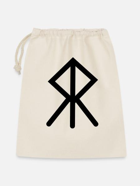 Moed Wikinger-Rune COURAGE - Geschenkbeutel aus Baumwolle (40 x 50 cm) - Natur