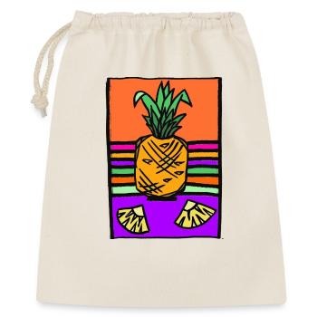 Pineapple Neon Illustration - Geschenkbeutel aus Baumwolle (40 x 50 cm) - Natur - Vorne