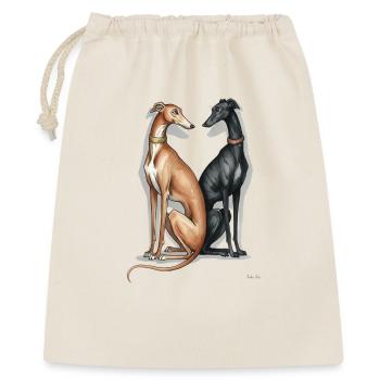 Zwei Galgos  - Geschenkbeutel aus Baumwolle (40 x 50 cm) - Natur - Vorne