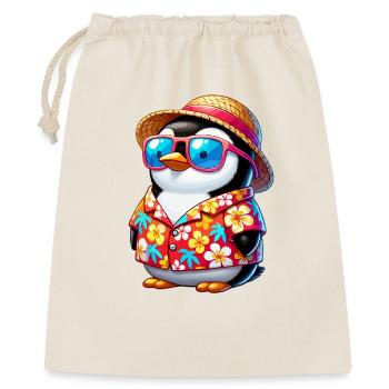 Tropen-Pinguin mit Sonnenbrille - Geschenkbeutel aus Baumwolle (40 x 50 cm) - Natur - Vorne