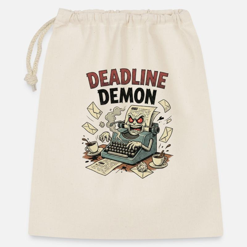 Deadline Demon – Angry Retro Typewriter - Gift Bag 40 x 50 cm - nature