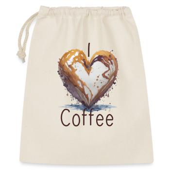 ich liebe Kaffee - Geschenkbeutel aus Baumwolle (40 x 50 cm) - Natur - Vorne