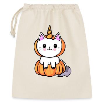 Halloween Einhorn Katze - Geschenkbeutel aus Baumwolle (40 x 50 cm) - Natur - Vorne