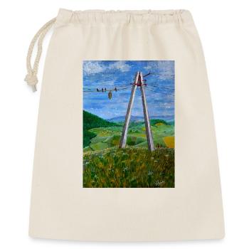 Reflexionen über ländliche Stromtrassen - Geschenkbeutel aus Baumwolle (40 x 50 cm) - Natur - Vorne