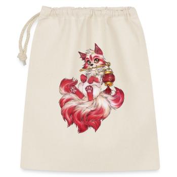 Kitsune mit Laterne Japanischer Fuchs Geist - Geschenkbeutel aus Baumwolle (40 x 50 cm) - Natur - Vorne
