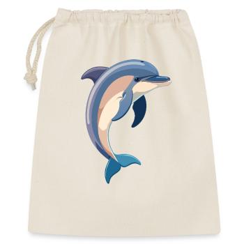 blauer Delfin springt aus Wasser Illustration - Geschenkbeutel aus Baumwolle (40 x 50 cm) - Natur - Vorne