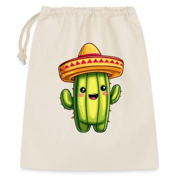 Kaktus mit Sombrero – kawaii Cactus - Geschenkbeutel aus Baumwolle (40 x 50 cm) - Natur - Vorne