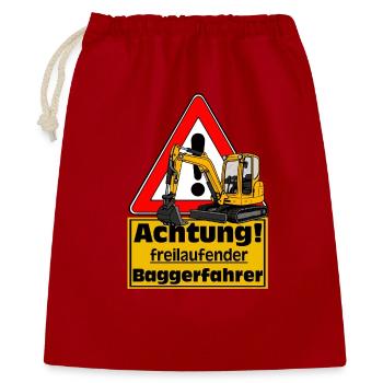 Attention Excavator Driver, Fun Shirt Sticker - Gift Bag 40 x 50 cm - red - Front