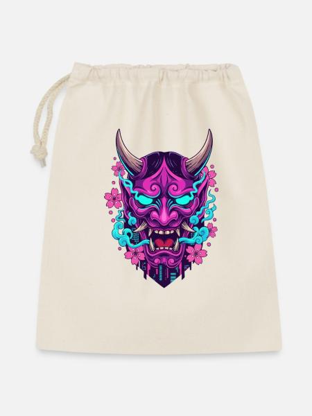 Floral Neon Demon Mask - Gift Bag 40 x 50 cm - nature
