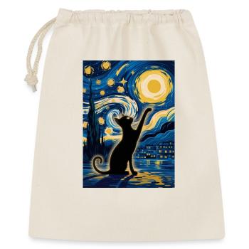 Schwarze Katze im wirbelnden Himmel Vincent Van Gogh - Geschenkbeutel aus Baumwolle (40 x 50 cm) - Natur - Vorne