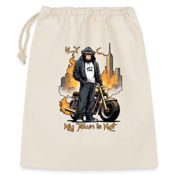 Biker Affe - Geschenkbeutel aus Baumwolle (40 x 50 cm) - Natur - Vorne