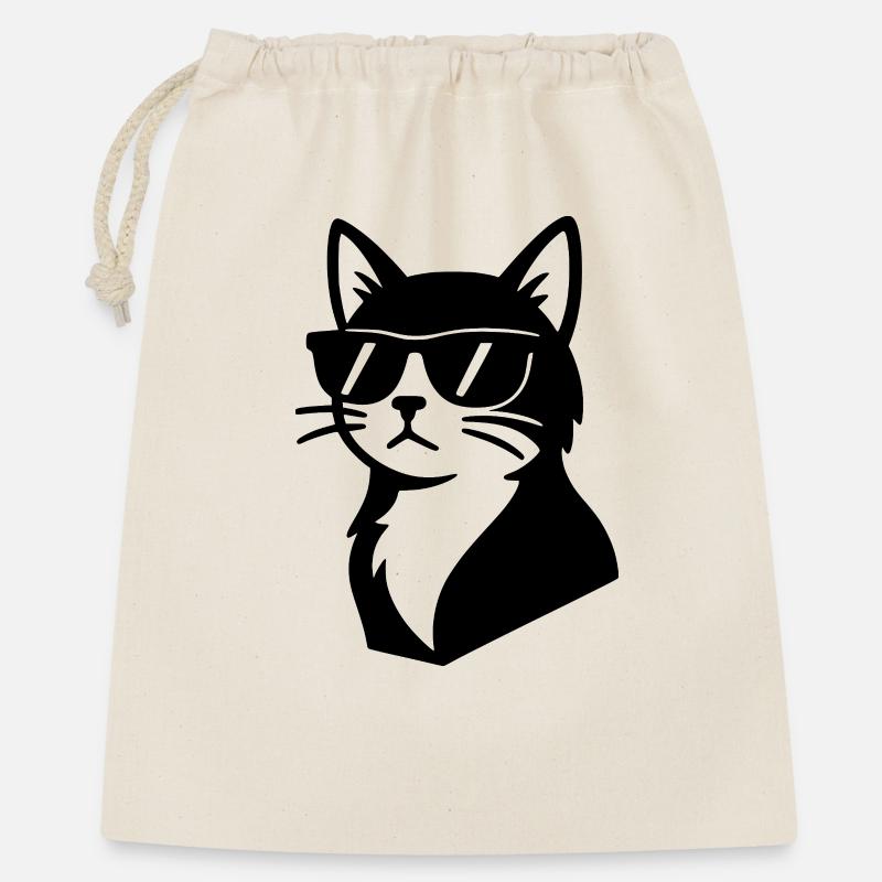 Coole Katze – Stylish Cat mit Sonnenbrille - Geschenkbeutel aus Baumwolle (40 x 50 cm) - Natur
