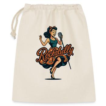 Rockabilly Charcoal Microphone Singing 50s Gift - Gift Bag 40 x 50 cm - nature - Front
