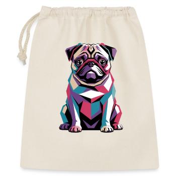 Carlin géométrique coloré - Chien pop art vibrant - Sac cadeau 40 x 50 cm - nature - Devant