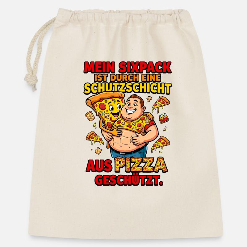 Pizza Sixpack Protective Layer Meme - Gift Bag 40 x 50 cm - nature