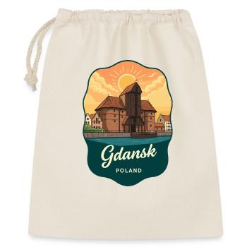 Gdansk Harbor Crane Vintage Sunset Abzeichen - Geschenkbeutel aus Baumwolle (40 x 50 cm) - Natur - Vorne